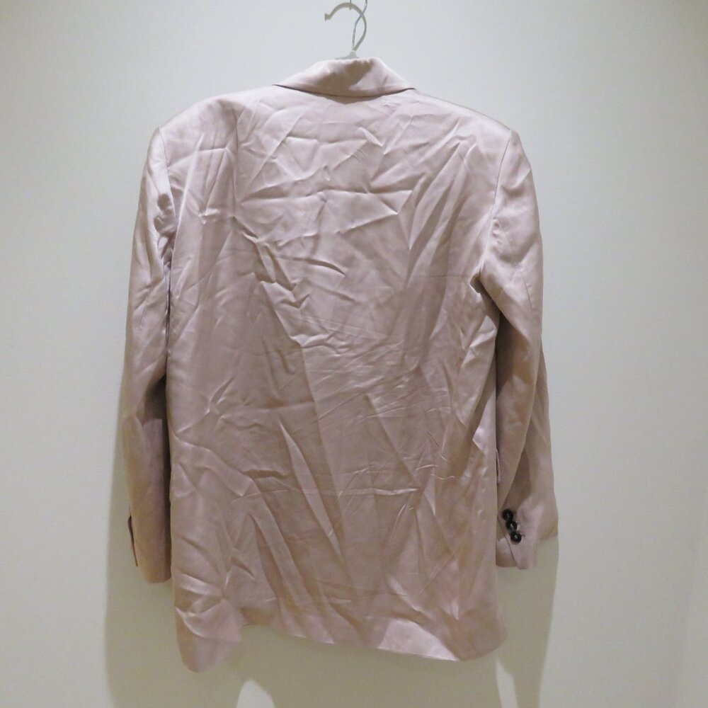 ZARA Long Buttoned Collared Satin Blazer in Blush Pink Pastel Preppy - Size S - Picture 10 of 13